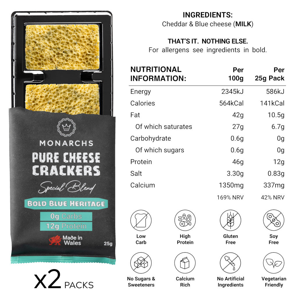 Monarchs Crackers Pure Cheese Crackers Bold Blue Heritage Nutritional Information