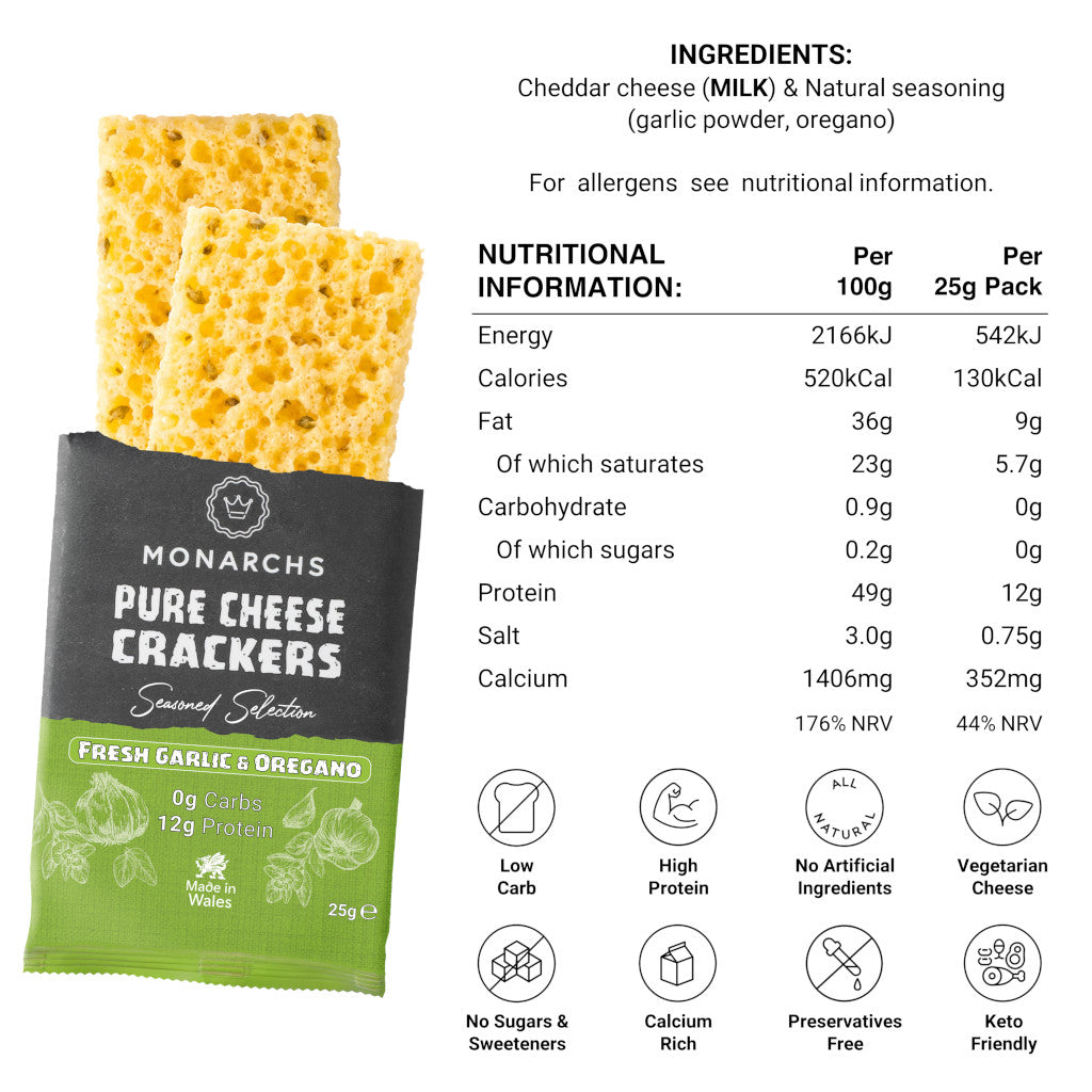 Fresh Garlic & Oregano Cheese Crackers (10 x 25g)