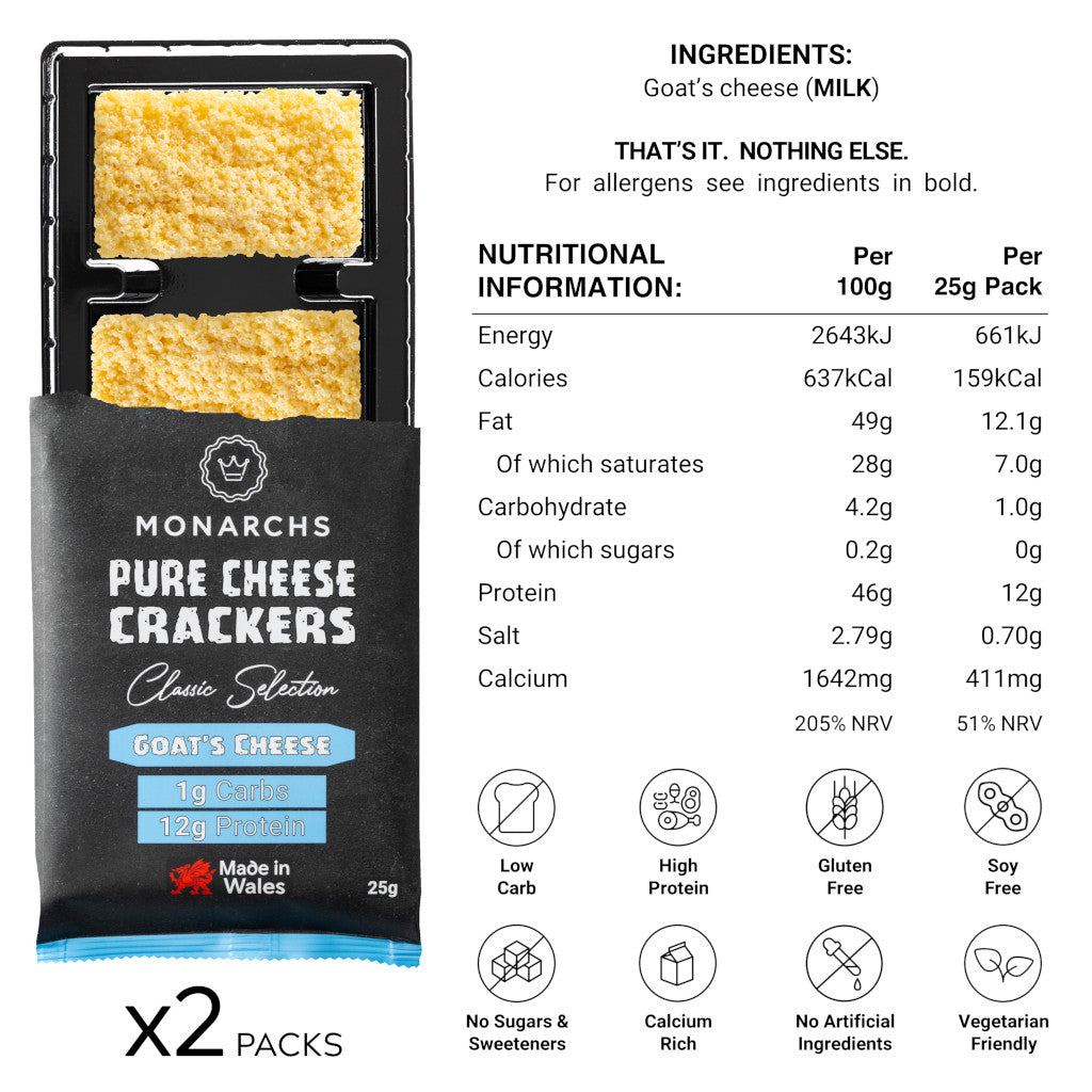 Monarchs Crackers Pure Cheese Crackers Goats Cheese Nutritional Information