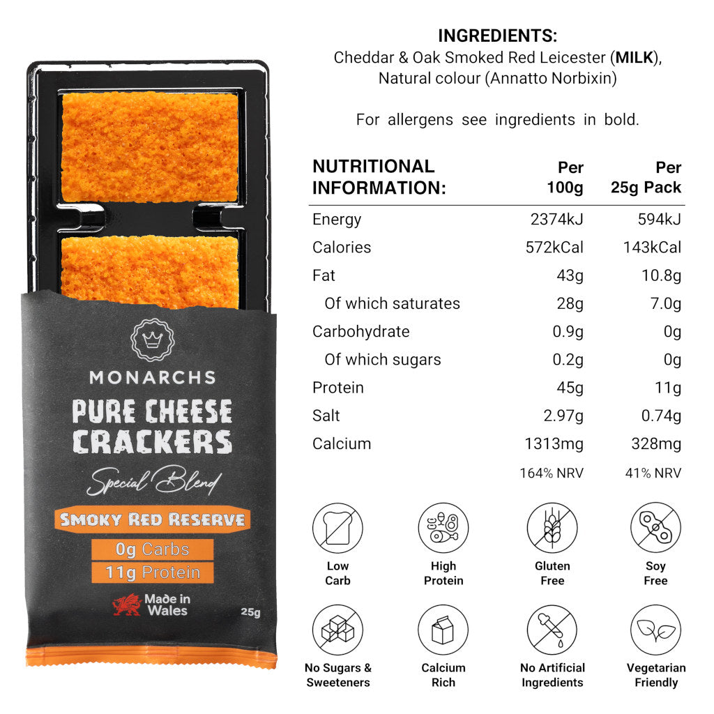 Monarchs Pure Cheese Crackers Smoky Red Reserve Nutrition