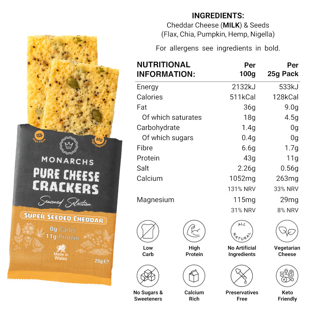Super Seeded Cheddar Cheese Crackers (10 x 25g)